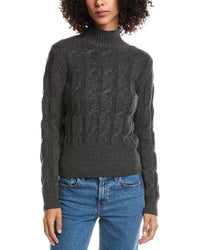 Forte Cashmere Cable Wool & Cashmere-Blend Mock Neck Sweater