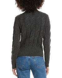Forte Cashmere Cable Wool & Cashmere-Blend Mock Neck Sweater