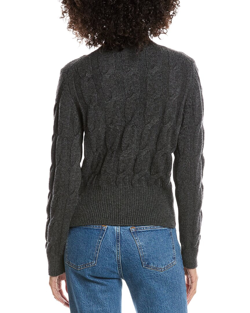 Forte Cashmere Cable Wool & Cashmere-Blend Mock Neck Sweater