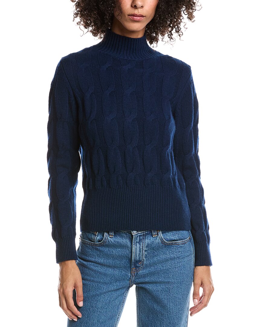 Forte Cashmere Cable Wool & Cashmere-Blend Mock Neck Sweater