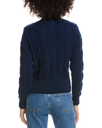 Forte Cashmere Cable Wool & Cashmere-Blend Mock Neck Sweater