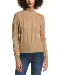 Forte Cashmere Cable Wool & Cashmere-Blend Mock Neck Sweater