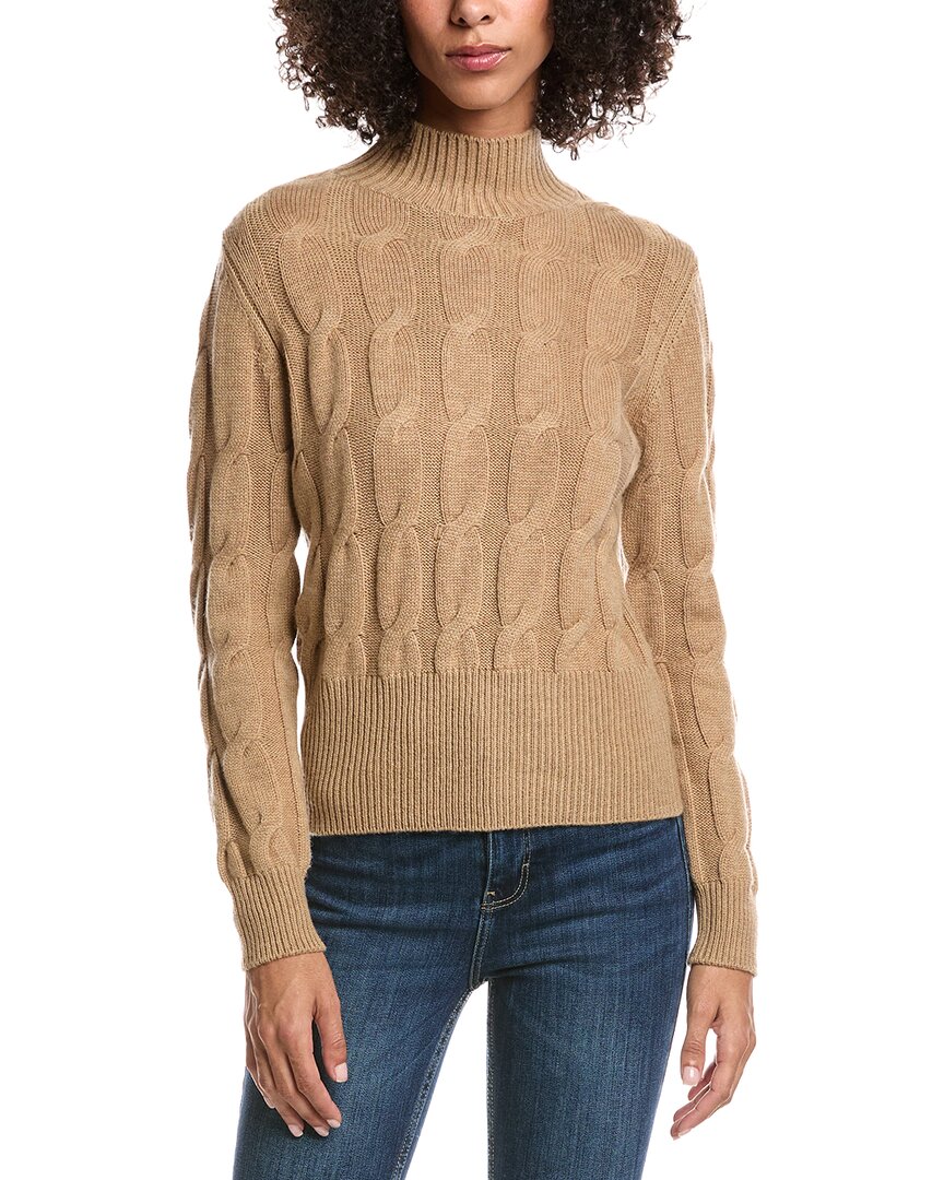 Forte Cashmere Cable Wool & Cashmere-Blend Mock Neck Sweater