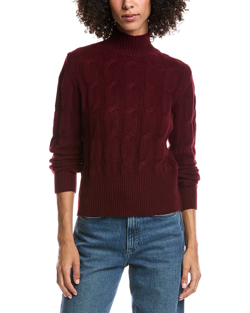 Forte Cashmere Cable Wool & Cashmere-Blend Mock Neck Sweater