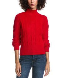 Forte Cashmere Cable Wool & Cashmere-Blend Mock Neck Sweater