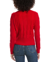 Forte Cashmere Cable Wool & Cashmere-Blend Mock Neck Sweater