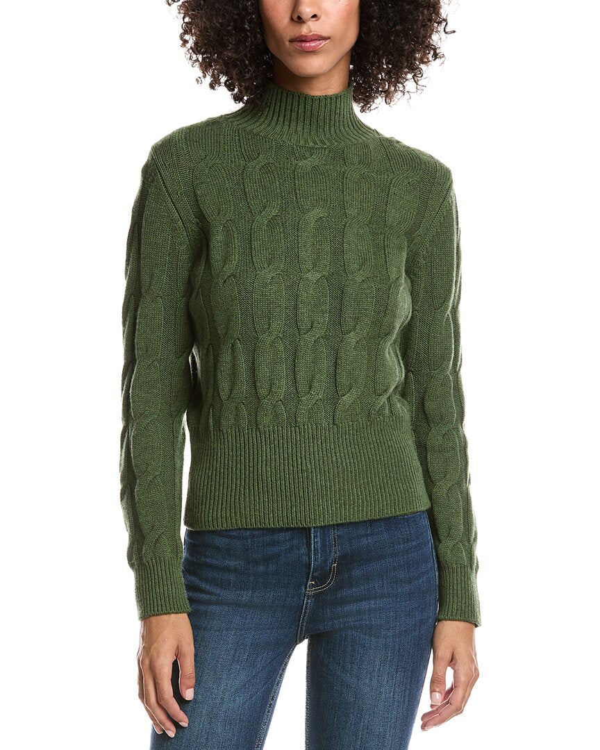 Forte Cashmere Cable Wool & Cashmere-Blend Mock Neck Sweater