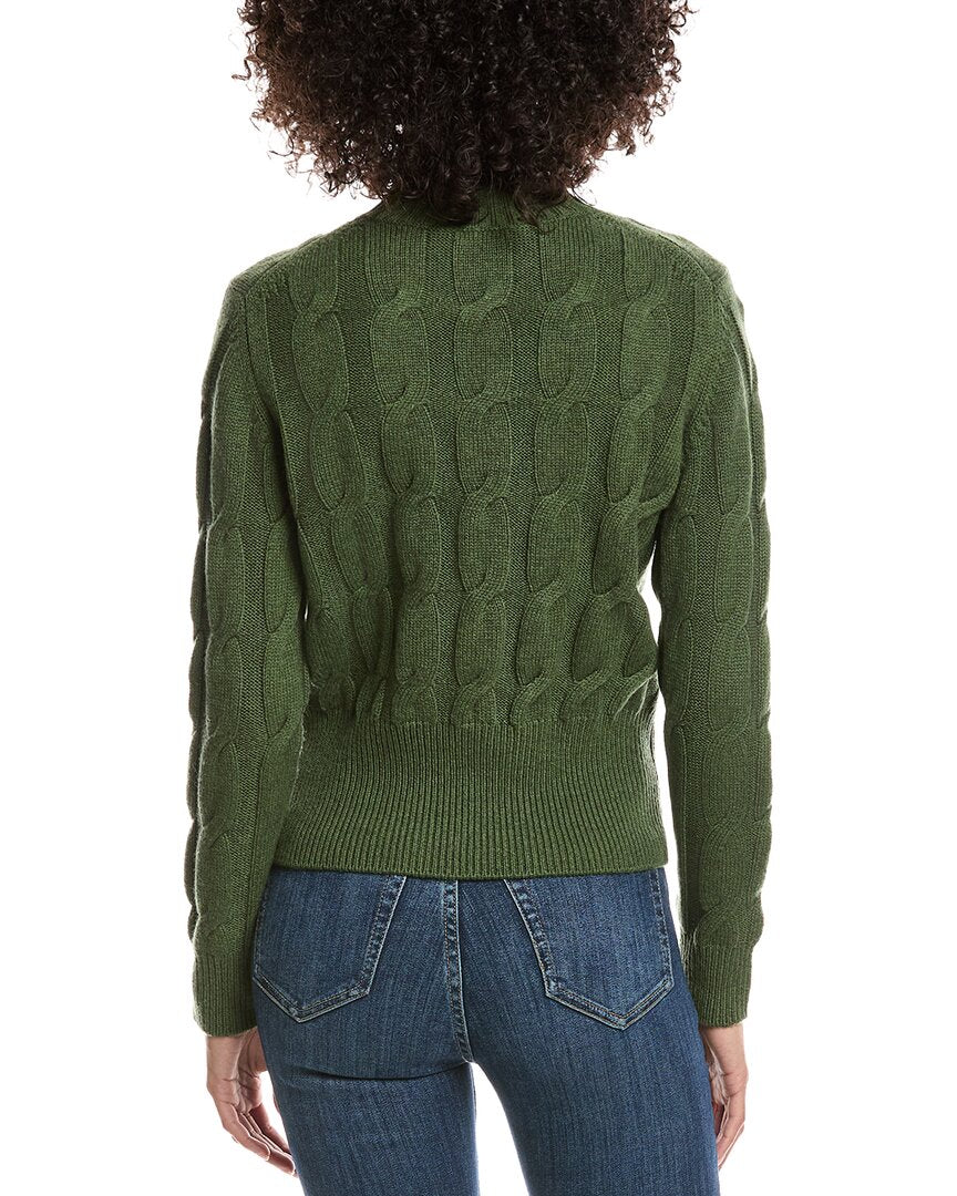 Forte Cashmere Cable Wool & Cashmere-Blend Mock Neck Sweater
