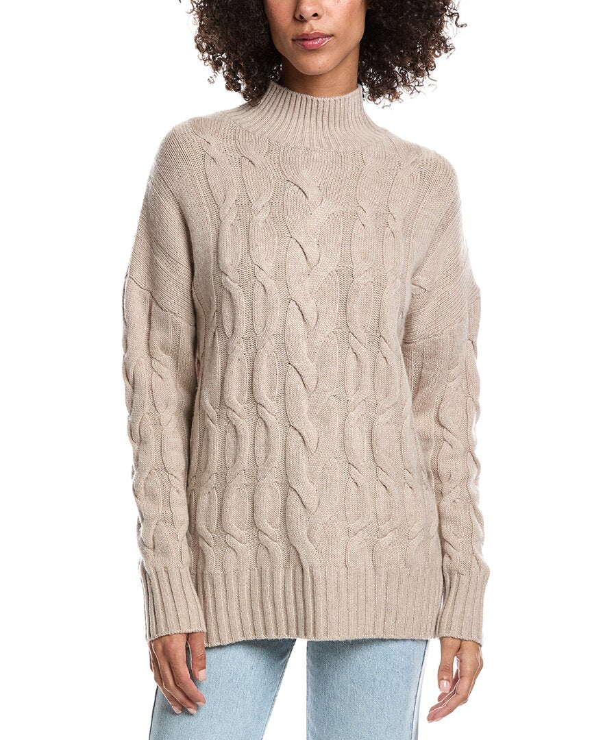 Forte Cashmere Luxe Wool & Cashmere-Blend Cable Sweater