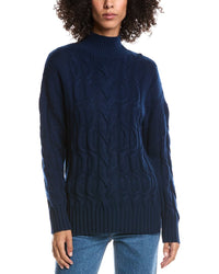 Forte Cashmere Luxe Wool & Cashmere-Blend Cable Sweater