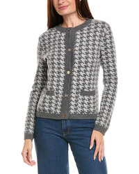 Kier + J Houndstooth Wool & Cashmere-Blend Cardigan