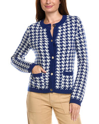 Kier+J Houndstooth Wool & Cashmere-Blend Cardigan