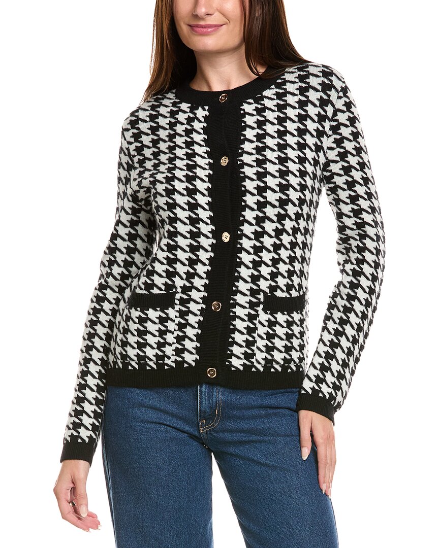 Kier + J Houndstooth Wool & Cashmere-Blend Cardigan