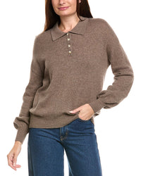 Kier + J Oversized Wool & Cashmere-Blend Polo Sweater