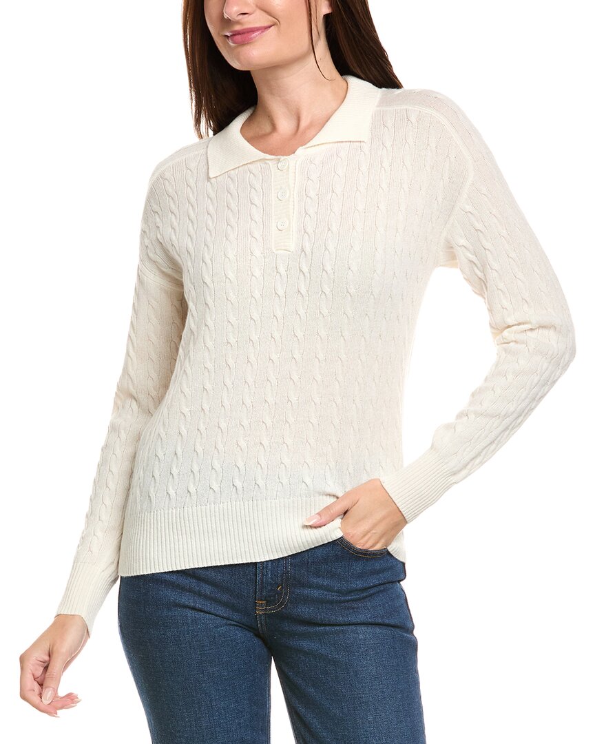 Kier + J Cable Knit Wool & Cashmere-Blend Polo Sweater