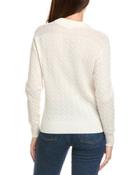Kier + J Cable Knit Wool & Cashmere-Blend Polo Sweater