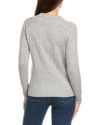 Kier + J Cable Knit Wool & Cashmere-Blend Polo Sweater