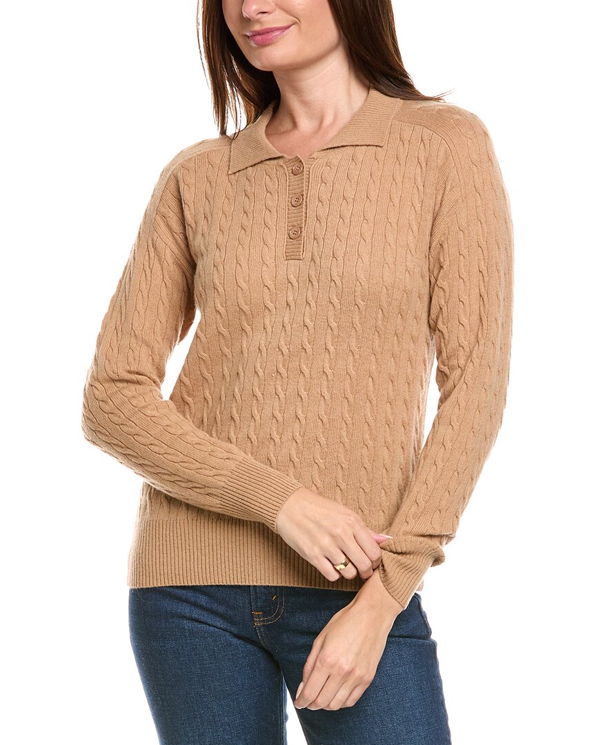 Kier + J Cable Knit Wool & Cashmere-Blend Polo Sweater