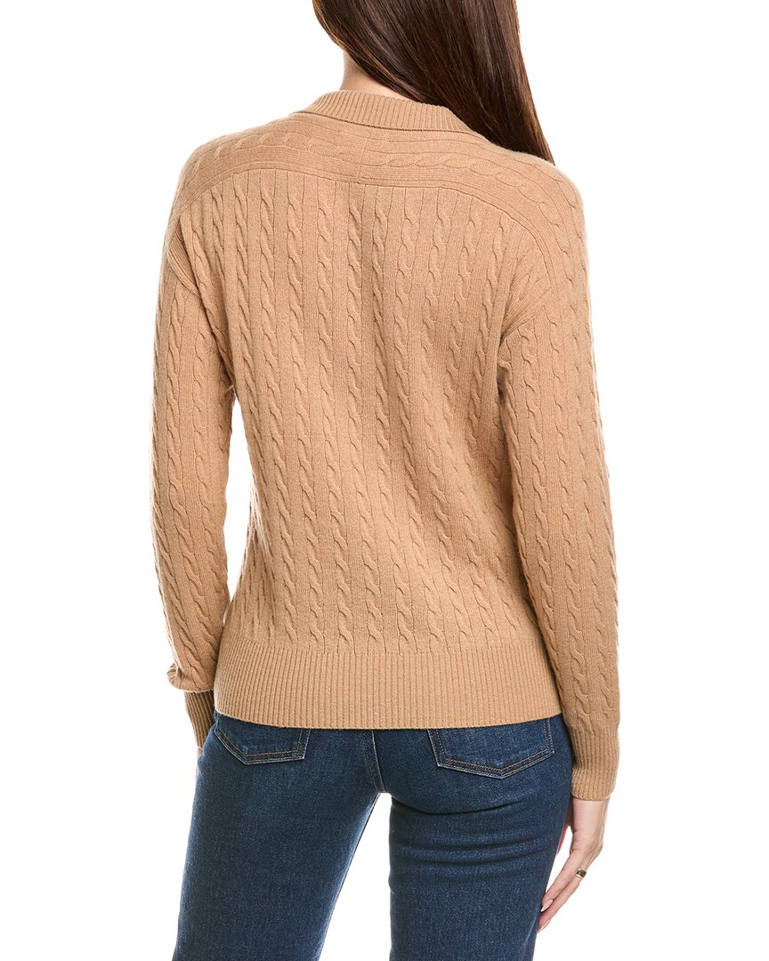 Kier + J Cable Knit Wool & Cashmere-Blend Polo Sweater
