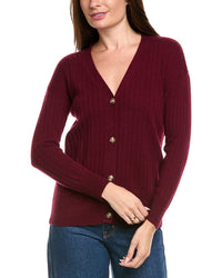 Kier + J Ribbed V-Neck Wool & Cashmere-Blend Cardigan