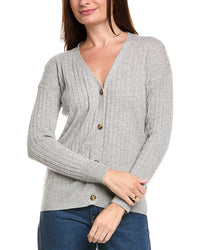 Kier + J Ribbed V-Neck Wool & Cashmere-Blend Cardigan