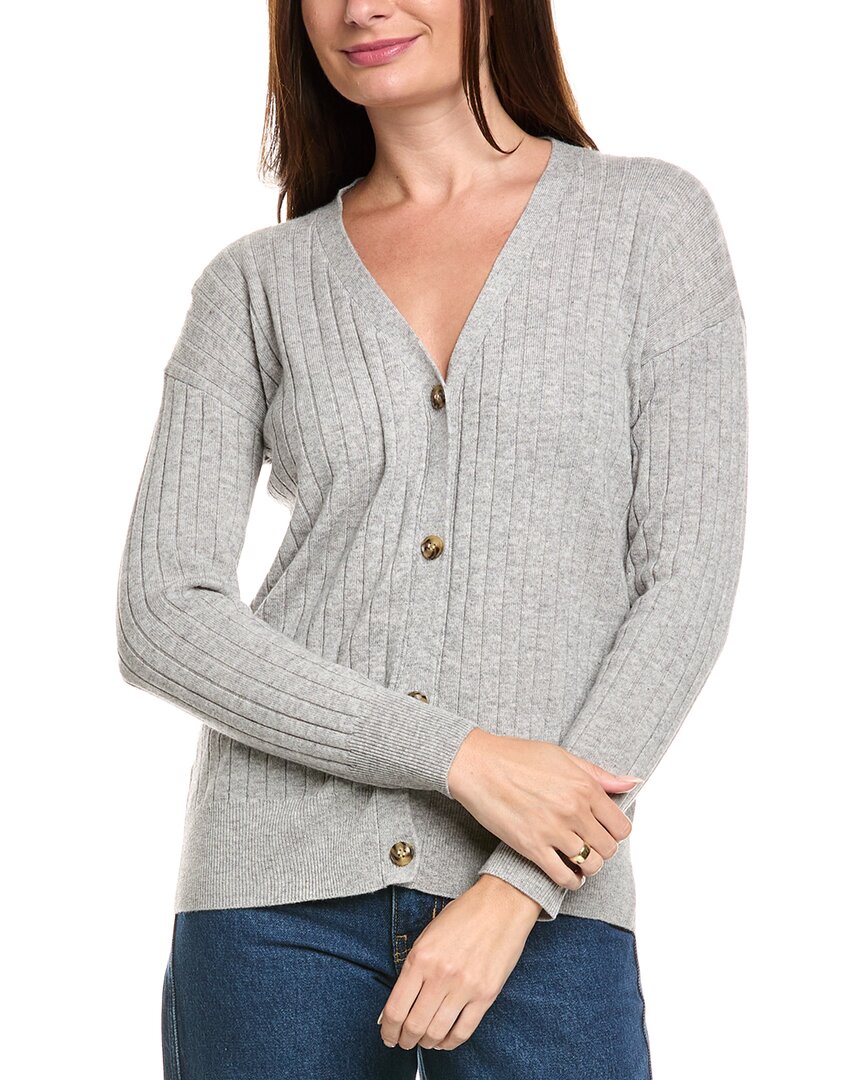 Kier + J Ribbed V-Neck Wool & Cashmere-Blend Cardigan