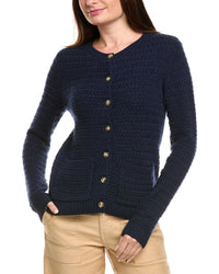 Kier + J Basket Weave Wool & Cashmere-Blend Cardigan
