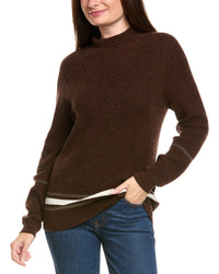 Kier + J Ribbed Mock Neck Wool & Cashmere-Blend Sweater