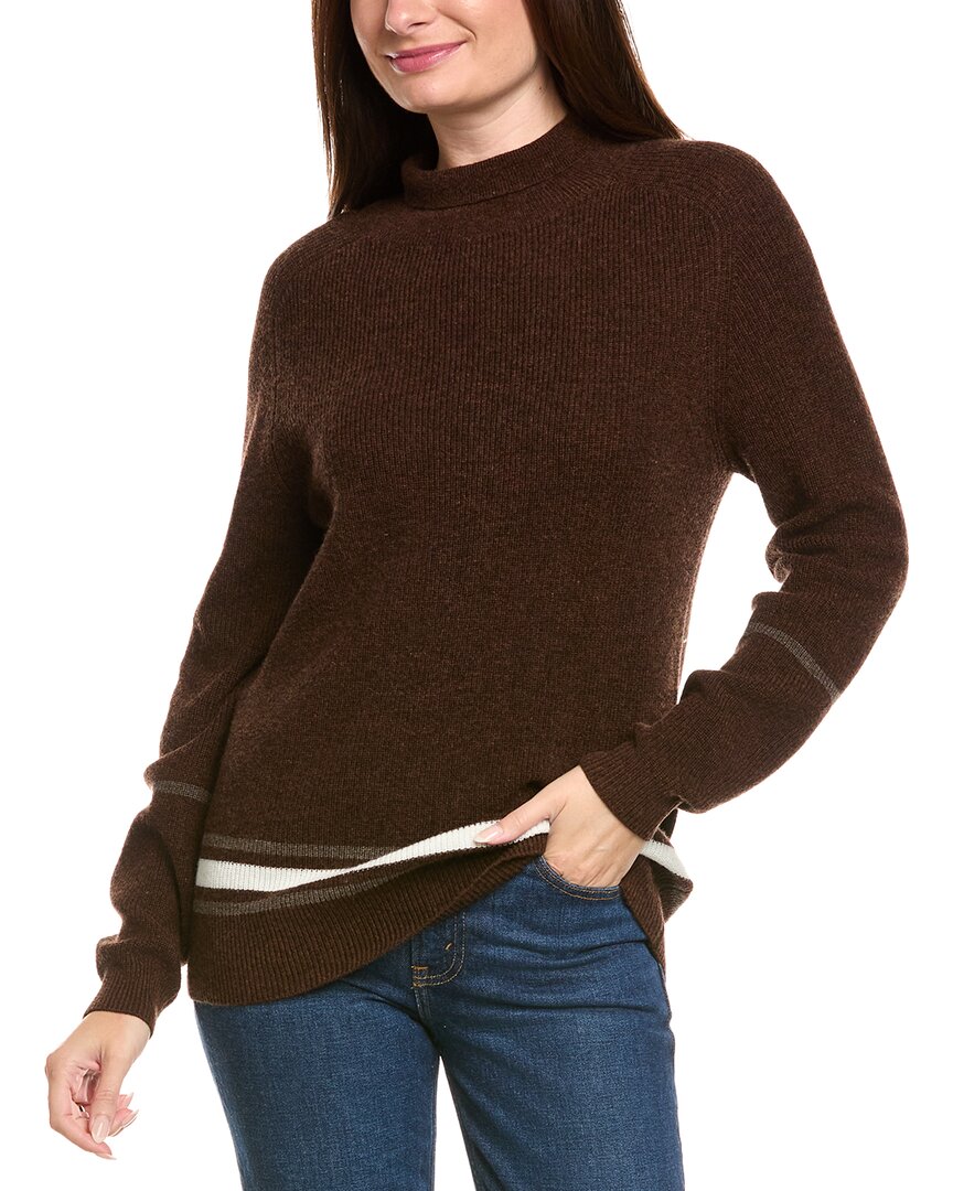 Kier + J Ribbed Mock Neck Wool & Cashmere-Blend Sweater