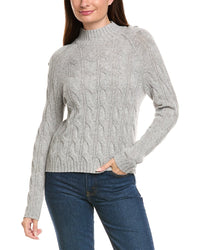Kier + J Mock Neck Cable Wool & Cashmere-Blend Sweater
