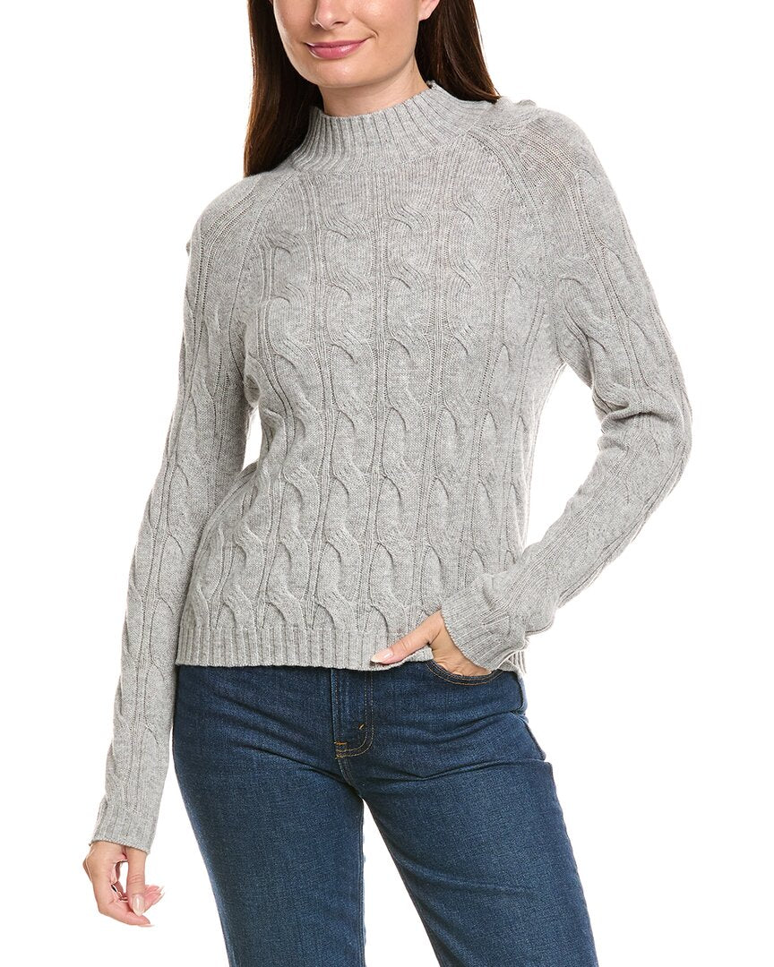 Kier + J Mock Neck Cable Wool & Cashmere-Blend Sweater