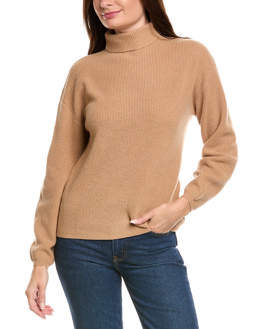Kier + J Ribbed Turtleneck Wool & Cashmere-Blend Sweater