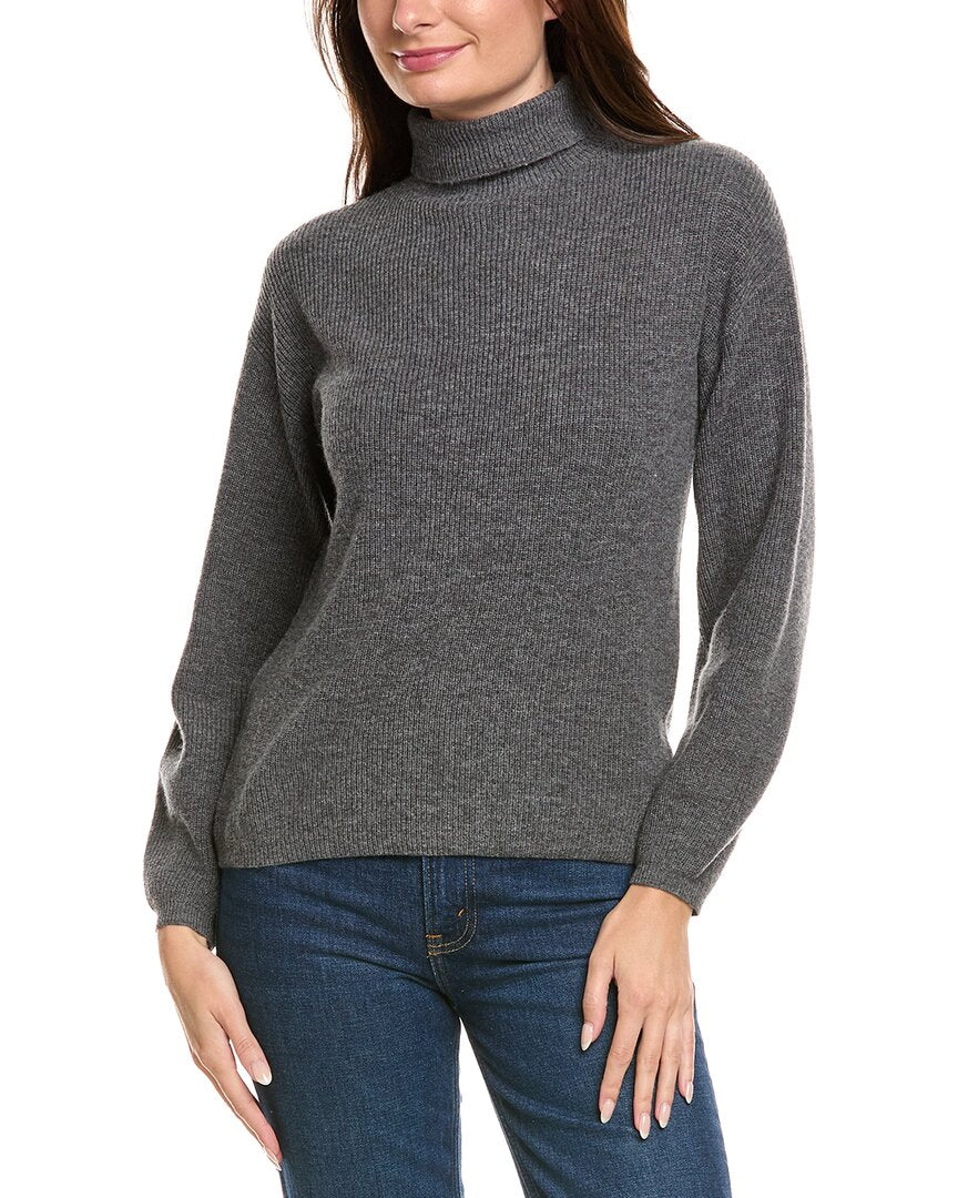 Kier + J Ribbed Turtleneck Wool & Cashmere-Blend Sweater
