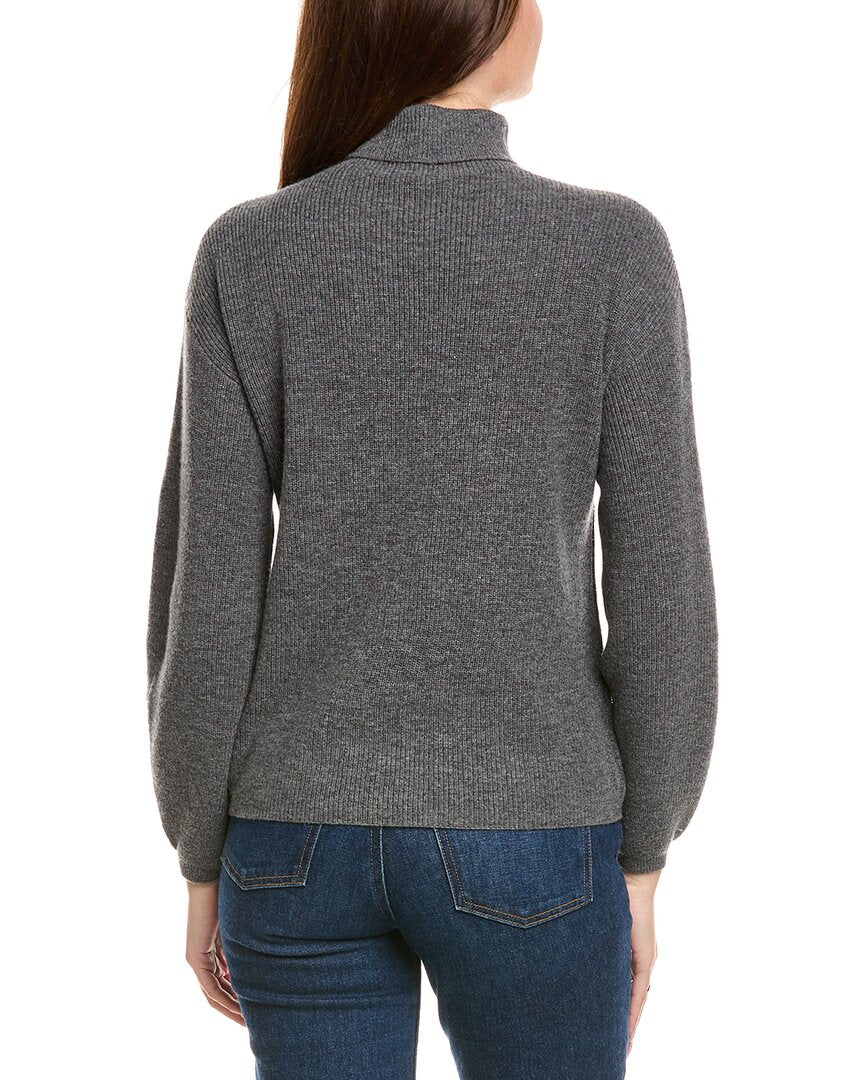 Kier + J Ribbed Turtleneck Wool & Cashmere-Blend Sweater