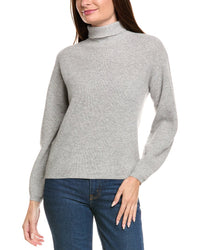 Kier + J Ribbed Turtleneck Wool & Cashmere-Blend Sweater