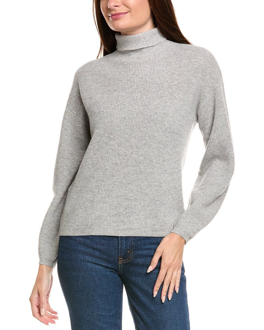 Kier + J Ribbed Turtleneck Wool & Cashmere-Blend Sweater