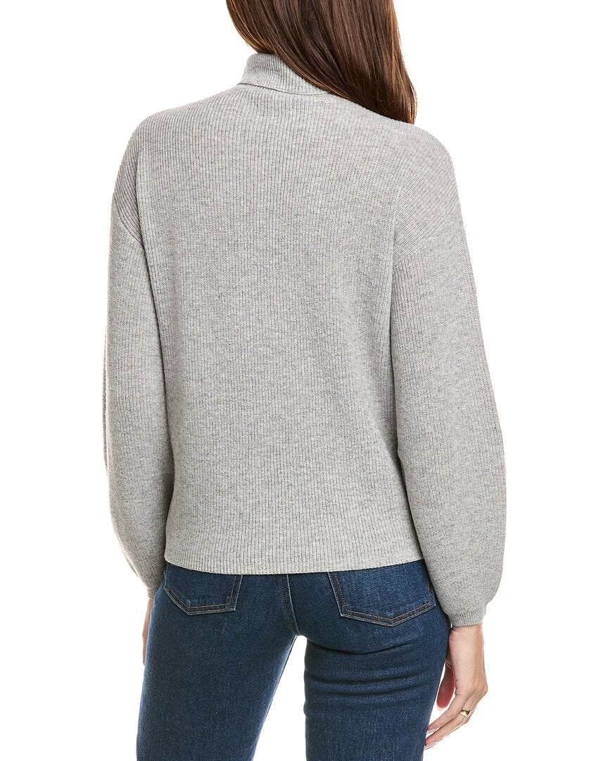 Kier + J Ribbed Turtleneck Wool & Cashmere-Blend Sweater