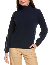 Kier + J Ribbed Turtleneck Wool & Cashmere-Blend Sweater
