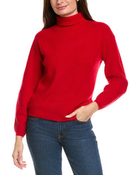 Kier + J Ribbed Turtleneck Wool & Cashmere-Blend Sweater
