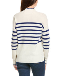 Kier + J Mock Neck Striped Wool & Cashmere-Blend Sweater