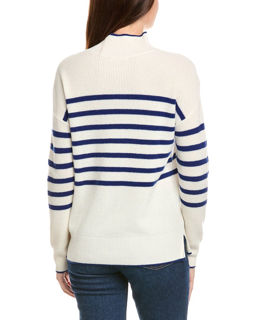 Kier + J Mock Neck Striped Wool & Cashmere-Blend Sweater