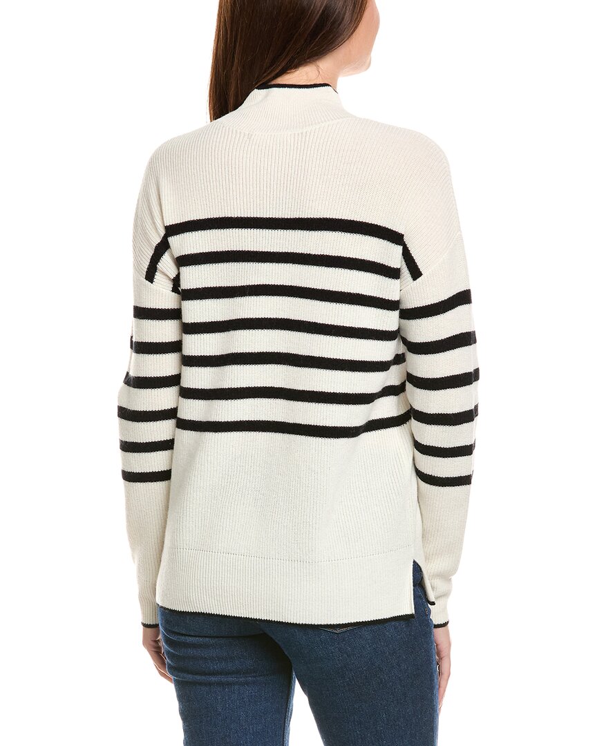 Kier + J Mock Neck Striped Wool & Cashmere-Blend Sweater