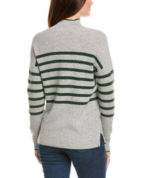 Kier + J Mock Neck Striped Wool & Cashmere-Blend Sweater