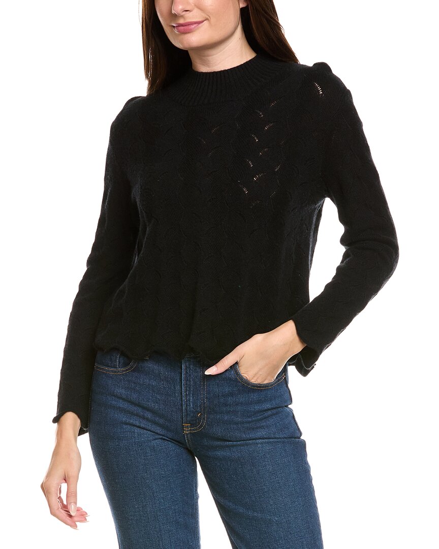 Kier + J Fancy Stitch Mock Neck Wool & Cashmere-Blend Sweater