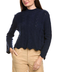 Kier + J Fancy Stitch Mock Neck Wool & Cashmere-Blend Sweater