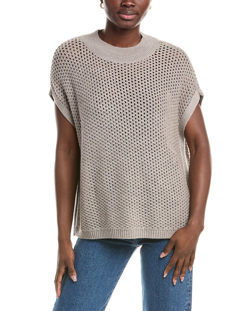 Eileen Fisher Mock Neck Wool Square Sweater