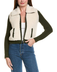 Hannah Rose Sherpa Full Zip Shaker Cashmere-Blend Jacket