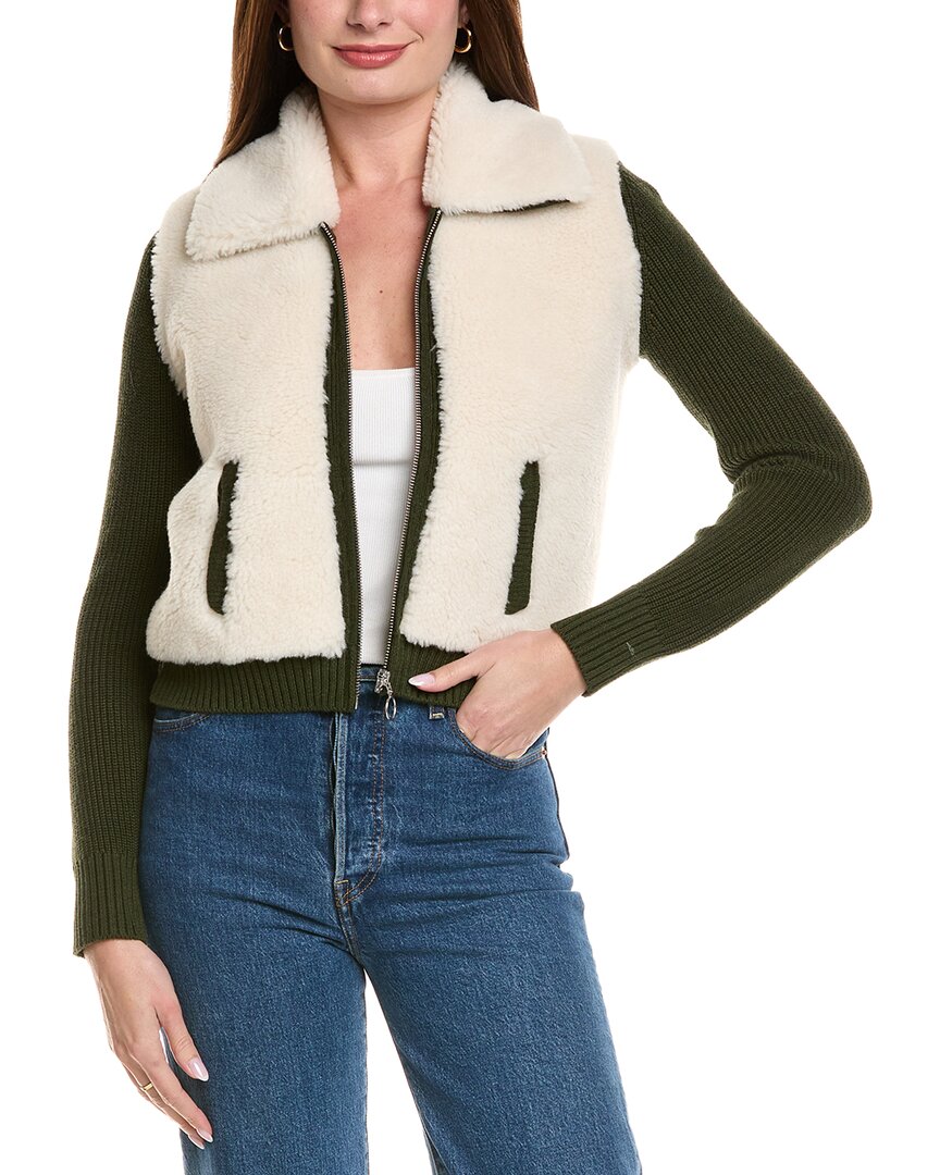 Hannah Rose Sherpa Full Zip Shaker Cashmere-Blend Jacket
