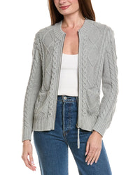 Hannah Rose Cable Full Zip Cashmere-Blend Cardigan