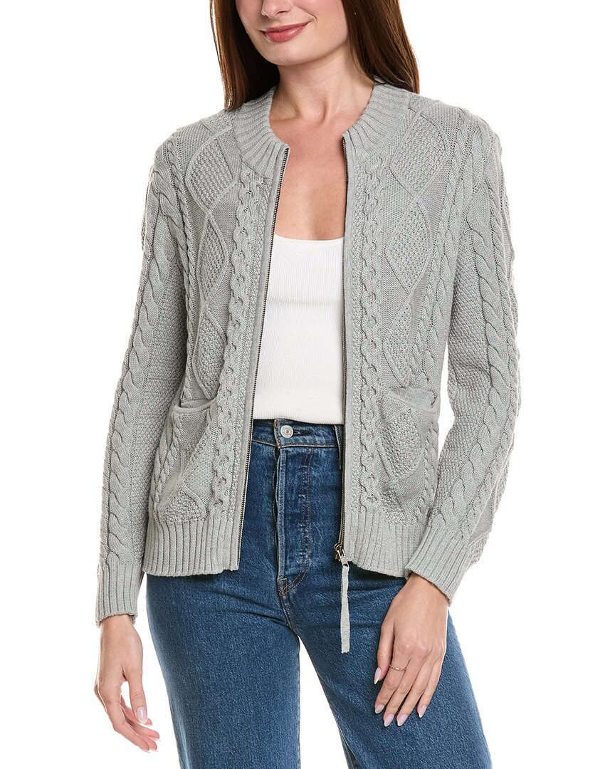 Hannah Rose Cable Full Zip Cashmere-Blend Cardigan